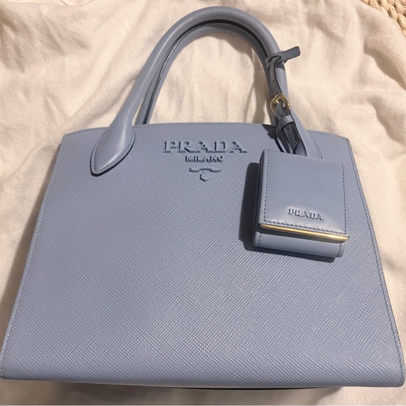 Prada Light Blue Saffiano Leather Shoulder Bag - Picture 1 of 13